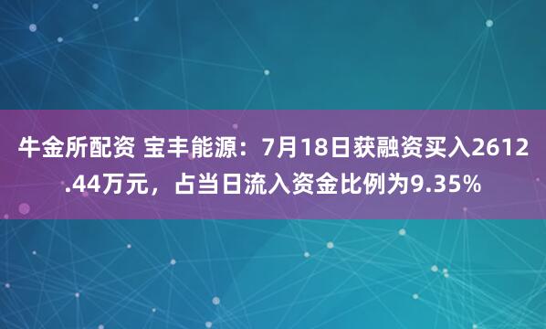 牛金所配资 宝丰能源：7月18日获融资买入2612.44万元，占当日流入资金比例为9.35%